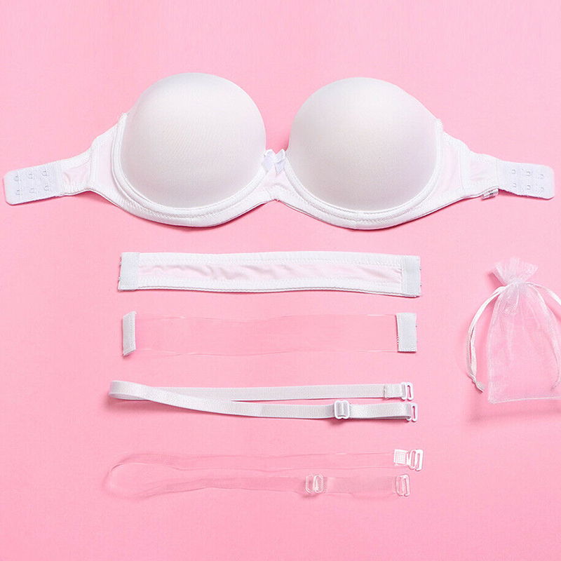 Convertible Bra Multiway - Yandw 新しい結婚式のブラジャー女性のためのマルチウェイセクシーなブラジャー目に見えないクリアバックホルターネック Bralette ランジェリーストラップレスブラジャーピュアホワイト
