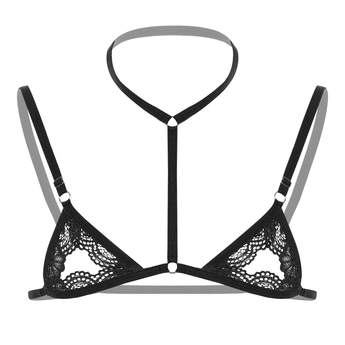 Sheer Bra Lace - セクシーな男性ハーネスエロブラジャー男のレースのランジェリー弱虫ナイトウェアフェチ薄手のホルターネック Crossdress ストラップやつミニブラジャー
