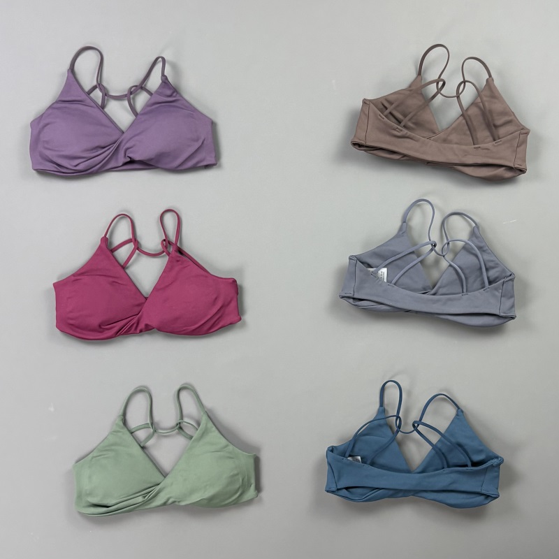 Sports Bra Racerback - ビジョンウィメンズスポーツブラ Vネックツイストフロント細ストラップクロスバックシームレスパッド入りヨガブラジムピラティスランニングワークアウト下着