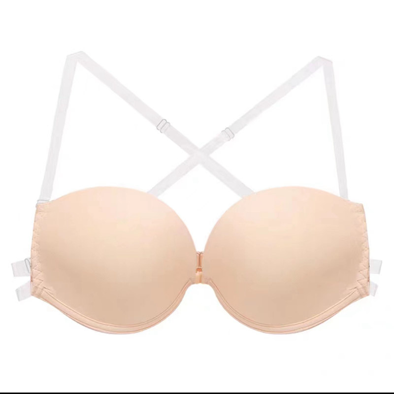 Convertible Bra Multiway - バックレスフロント閉鎖プッシュアップブラジャーセクシーなランジェリー目に見えない女性ベアバック結婚式の下着マルチウェイ透明ストラップ付き