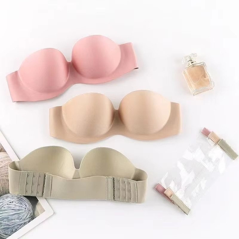 Cotton Bra Everyday - 女性のセクシーなストラップレスプッシュアップパッド入りブラジャー、ストラップなしのシームレスな目に見えないブラレットランジェリー、女性用下着