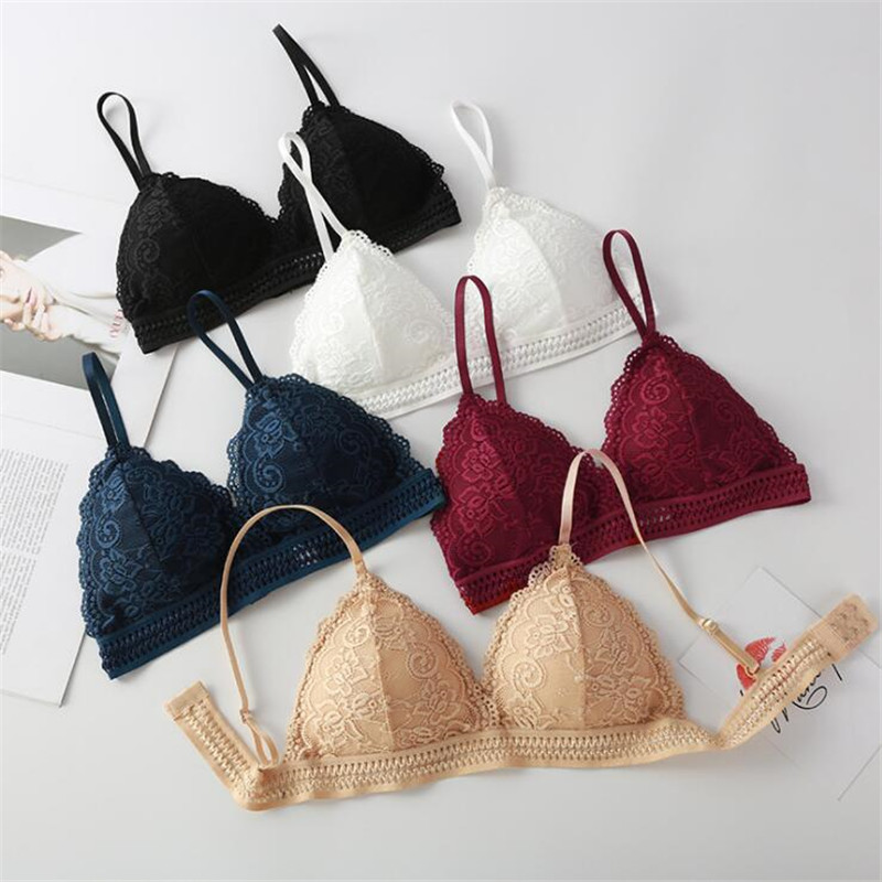 Sheer Bra Lace - 2026年女性用ブラジャー新作フレンチトライアングルカップノンワイヤーブラジャー女性用下着ブラトップセクシーレースディープVボスタイルラップブラレット