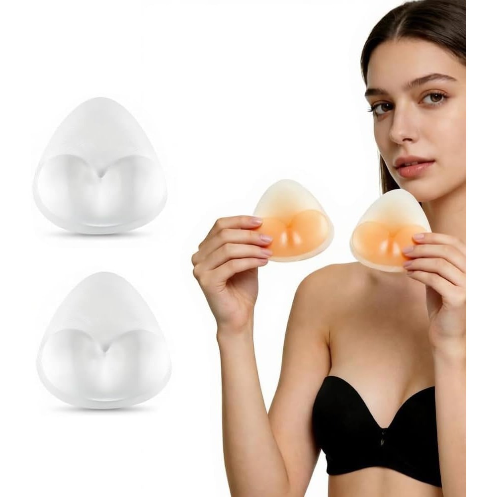 Push Up Bra Silicone - シリコンブラパッド、三角形プッシュアップパッド、水着＆ビキニ用防水、一日中快適、1ペア