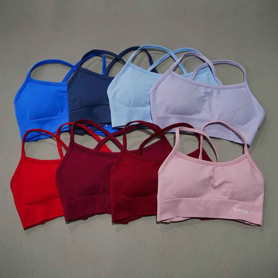 Minimizer Bra Women - DFDK リブ編みシームレスクロスバックヨガブラ女性用ワイヤーフリープッシュアップ取り外し可能なパッド耐衝撃ストレッチフィットネスワークアウトトップ