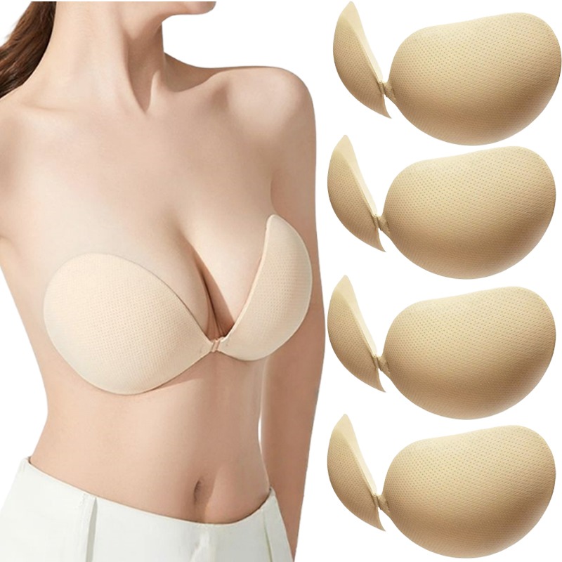 プッシュアップ粘着ブラ 厚め シリコン製バストアップパッド  - Backless Bra Sticky のレビューと価格