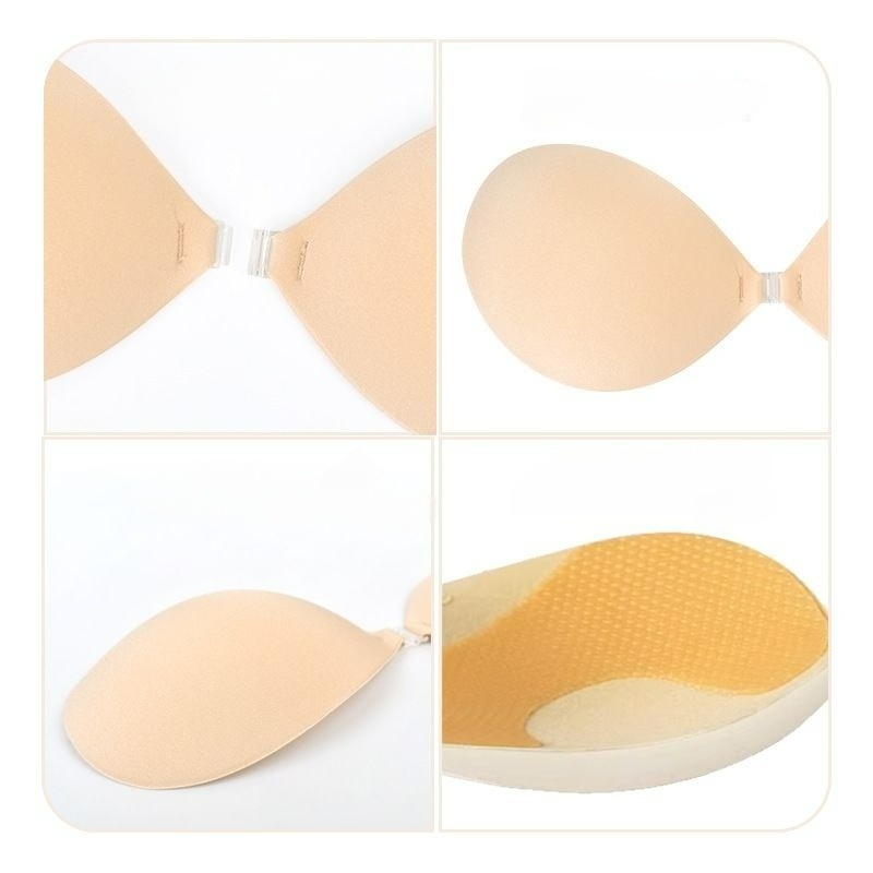 プッシュアップ粘着ブラ 厚め シリコン製バストアップパッド  - Backless Bra Sticky のレビューと価格