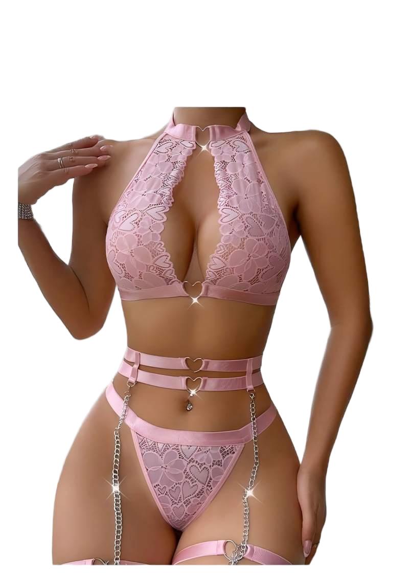 セクシーなランジェリーセット、プッシュアップレースガーターラ - Lace Bralette Set のレビューと価格