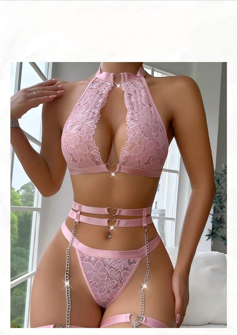 セクシーなランジェリーセット、プッシュアップレースガーターラ - Lace Bralette Set のレビューと価格