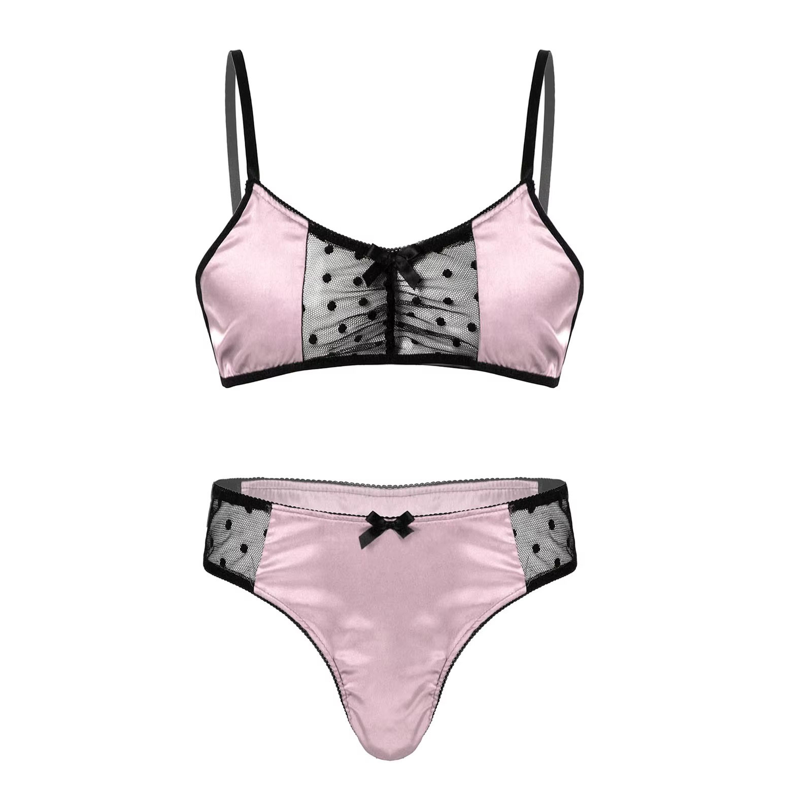 男性サテンランジェリースーツ弱虫ナイトウェア薄手のメッシュパ - Sheer Mesh Bra のレビューと価格