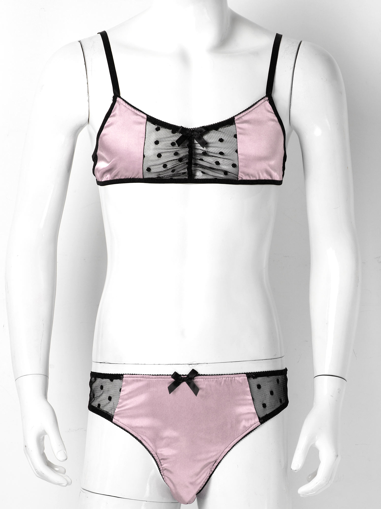 男性サテンランジェリースーツ弱虫ナイトウェア薄手のメッシュパ - Sheer Mesh Bra のレビューと価格