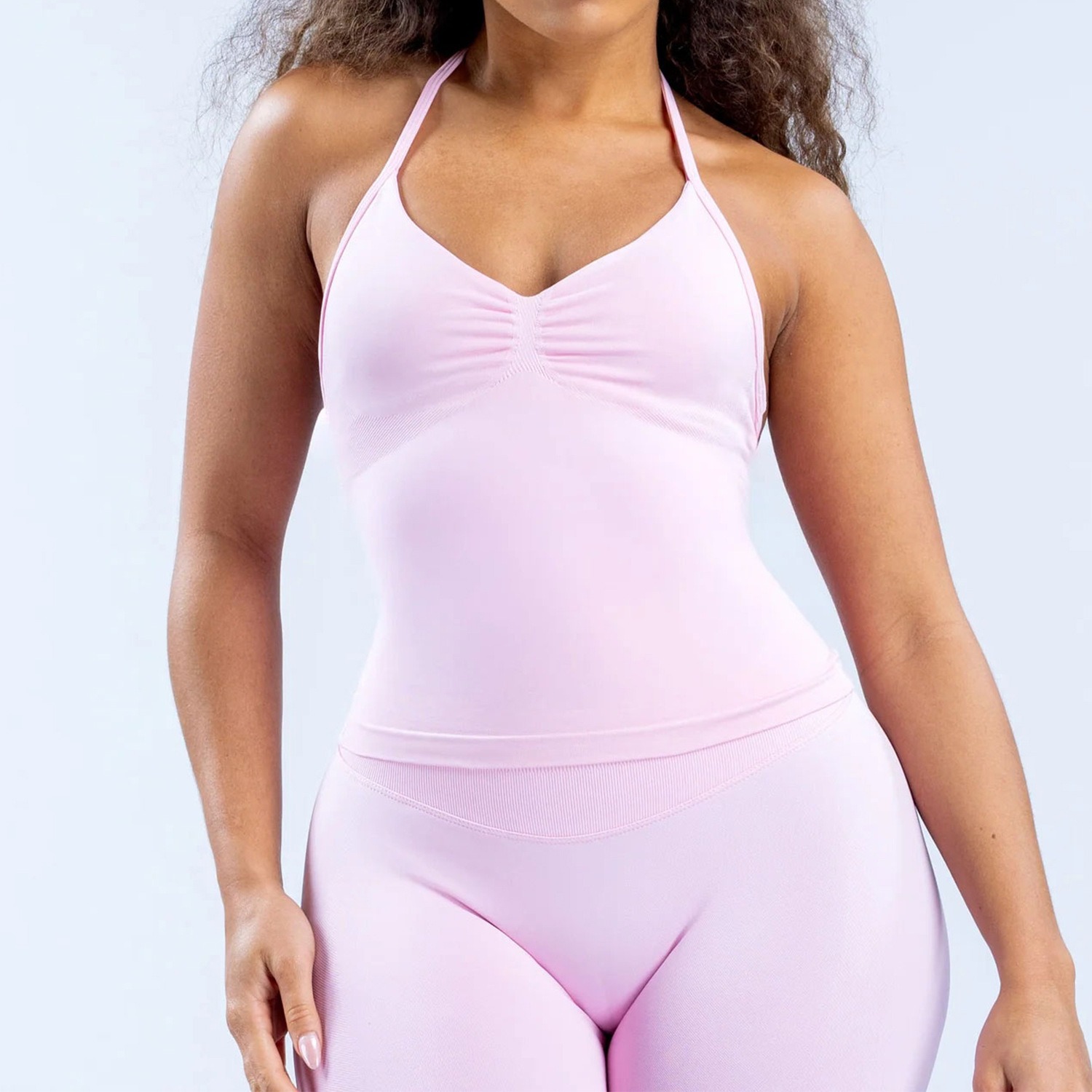 女性用ホルターネックヨガタンクトップ、フロントシャーリングシ - T Shirt Bra Seamless のレビューと価格