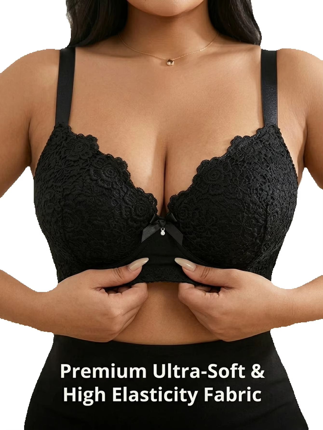 女性用プラスサイズ花柄プッシュアップブラ、アンダーワイヤー入 - Underwire Bra Padded のレビューと価格