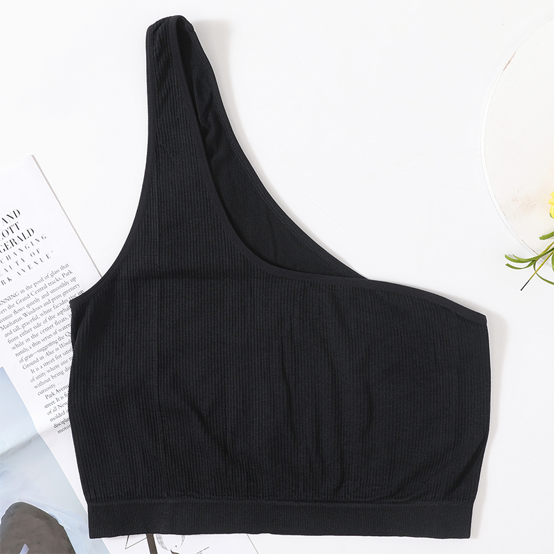 女性用ワンショルダータンクトップ、シームレス下着、ブラ、クロ - T Shirt Bra Seamless のレビューと価格