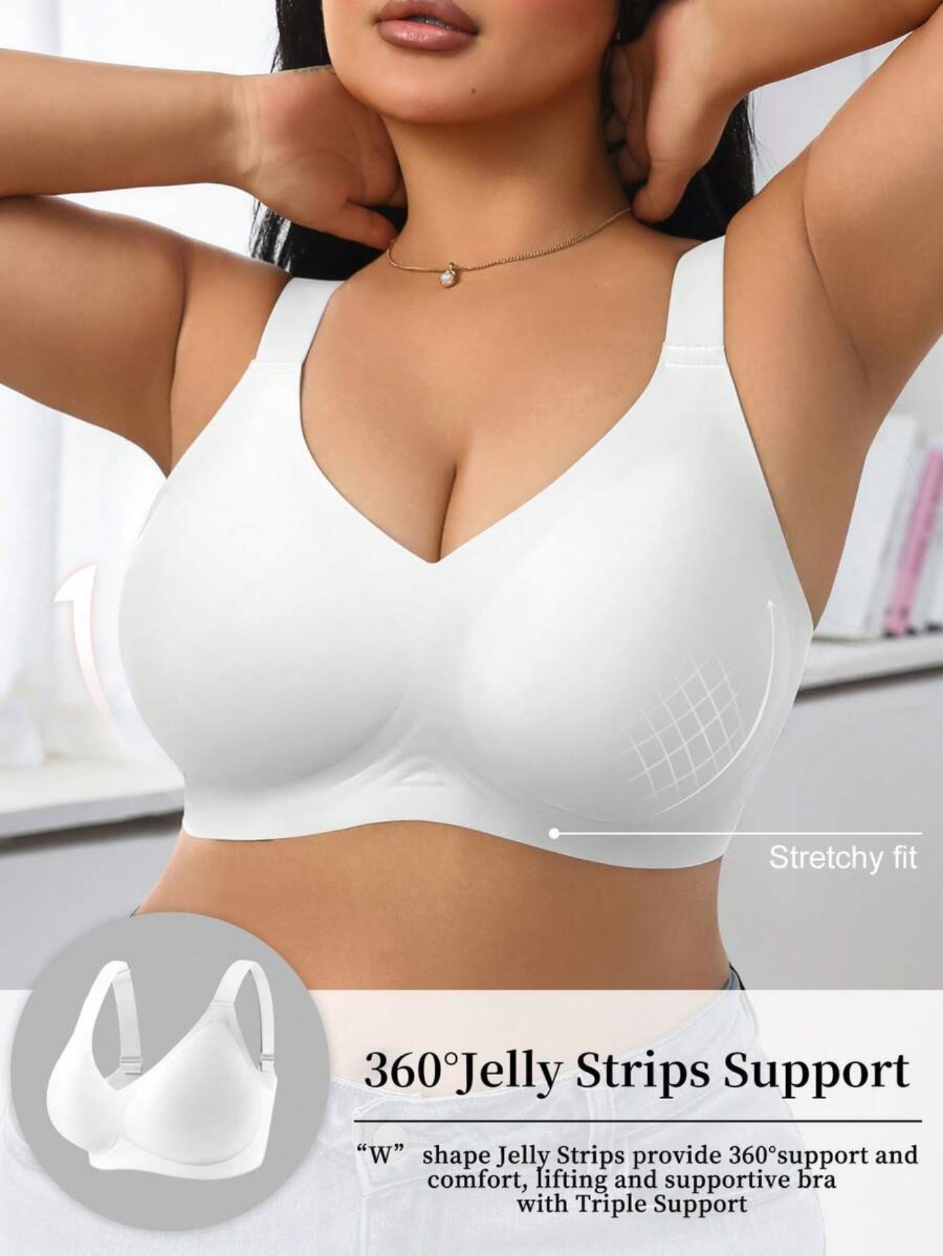 女性用ハイサポートスポーツブラ、ワイヤーフリーの植毛シリコン - Wirefree Bra Comfort のレビューと価格