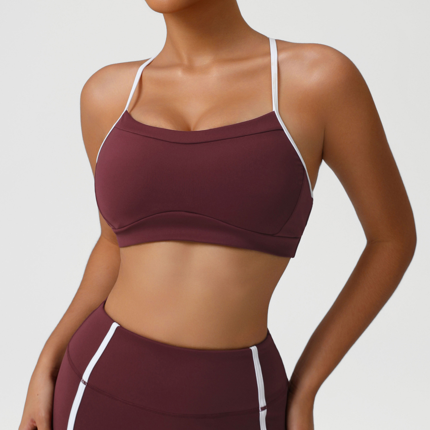 伸縮性のあるソフトスポーツ下着女性高衝撃フィットネスヨガブラ - Sports Bra Racerback のレビューと価格