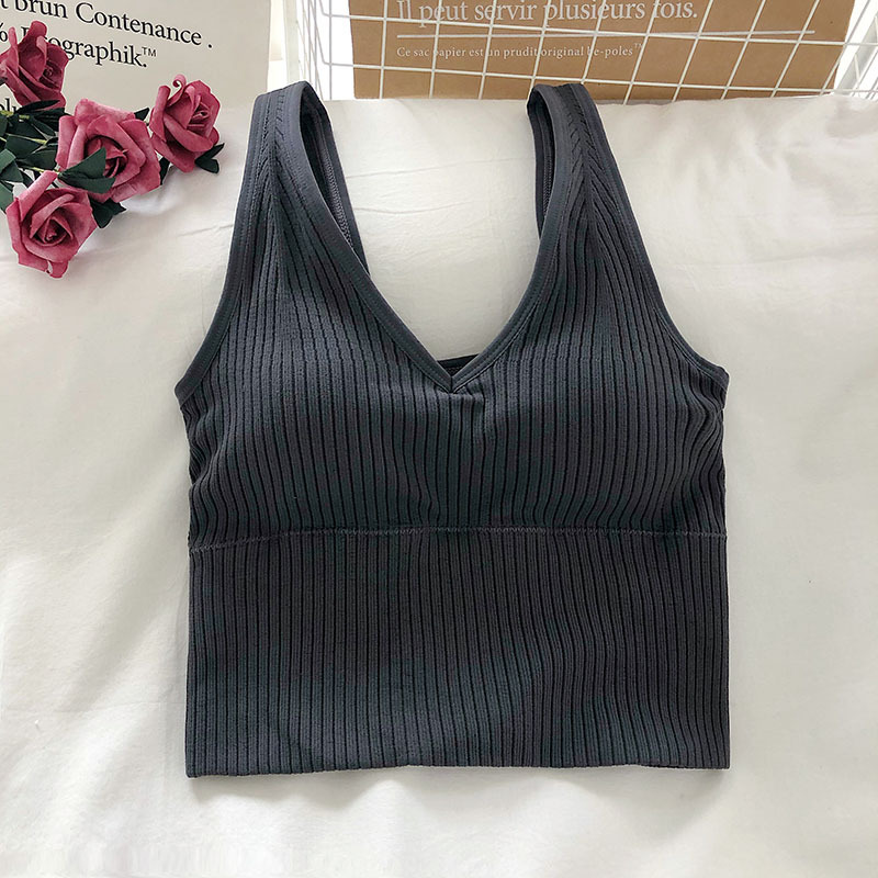 女性のタンククロップトップス女性トップスセクシーなランジェリ - T Shirt Bra Seamless のレビューと価格
