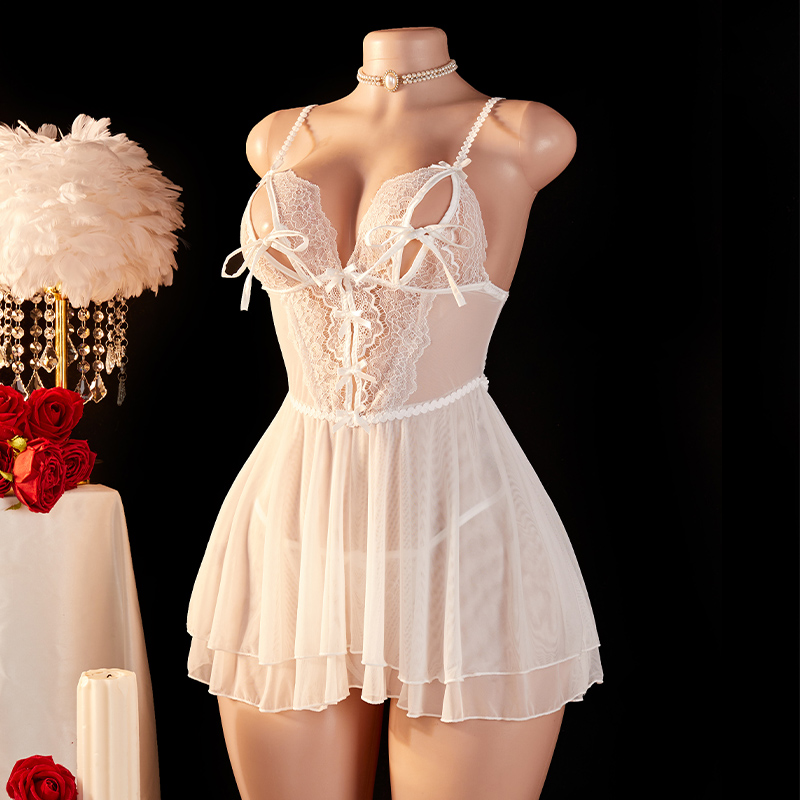 透明なセクシーな女性用ランジェリー、深いVネックの白いレース - Sheer Bra Lace のレビューと価格
