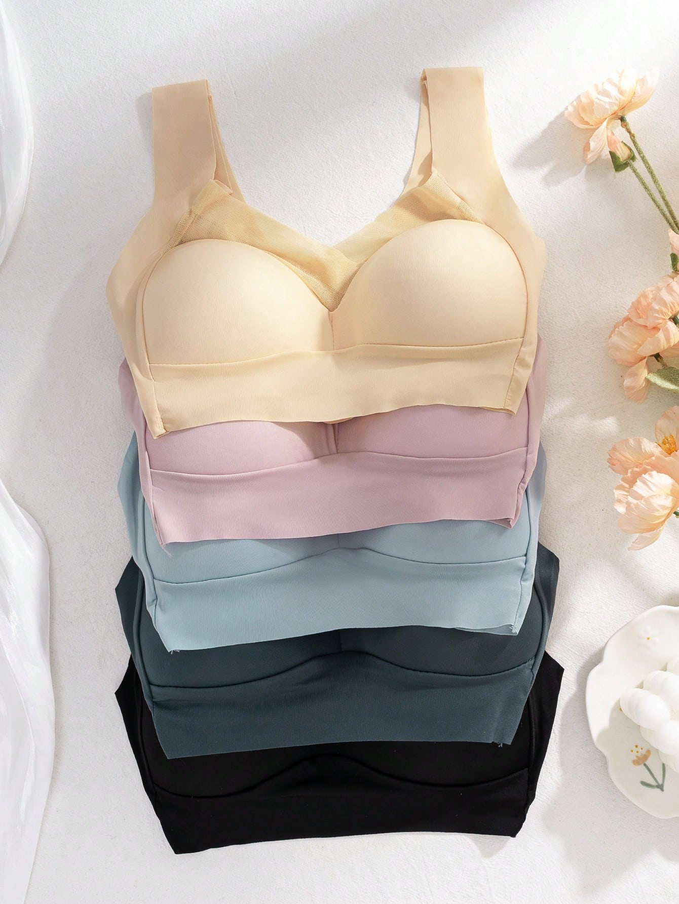 5 個入り女性用シームレスアイスシルクワイヤレスブラ、V ネ - Sleep Bra Bralette のレビューと価格