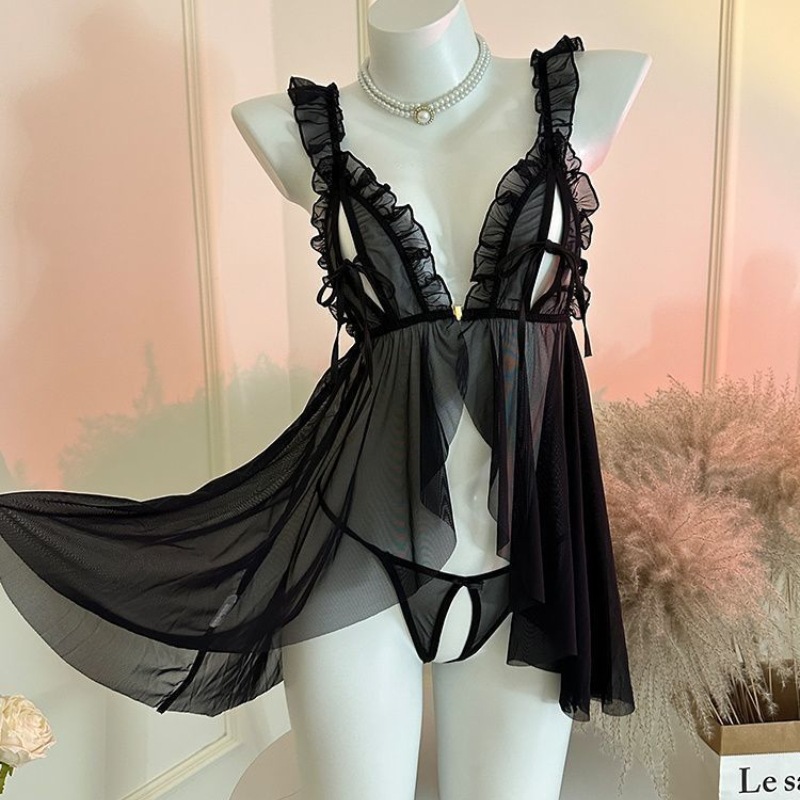 女性パジャマセットレースオープンブラジャーパジャマセクシーな - Lace Bralette Set のレビューと価格