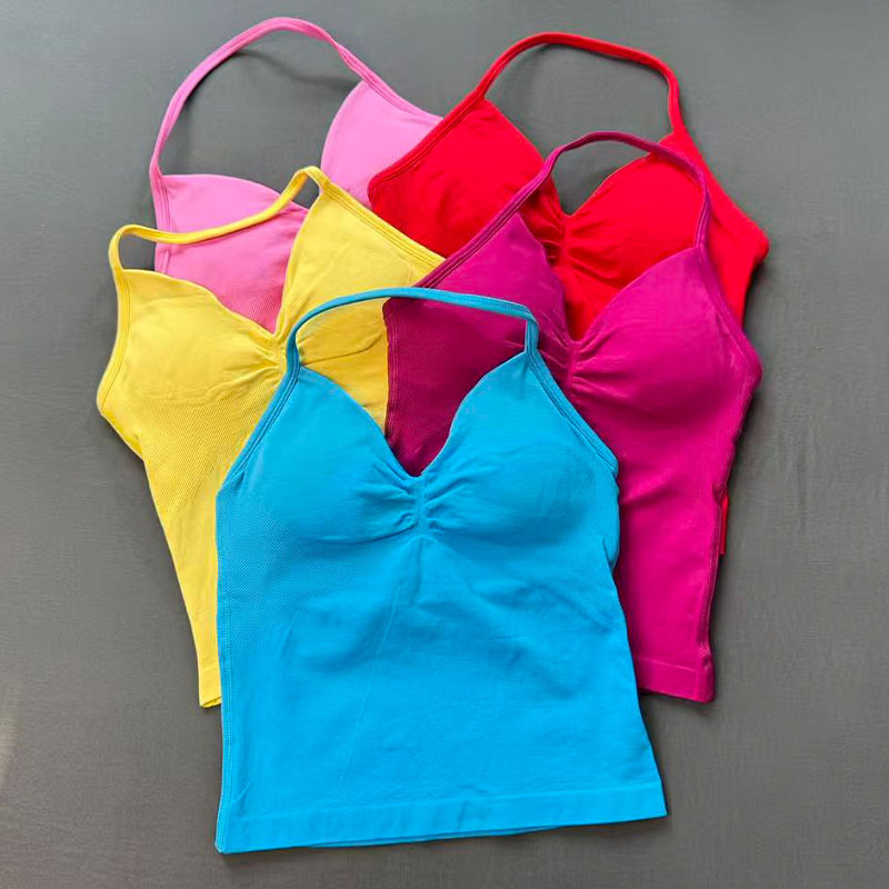女性用ヨガスポーツブラ シームレス タンクトップ 内蔵ブラ  - T Shirt Bra Seamless のレビューと価格