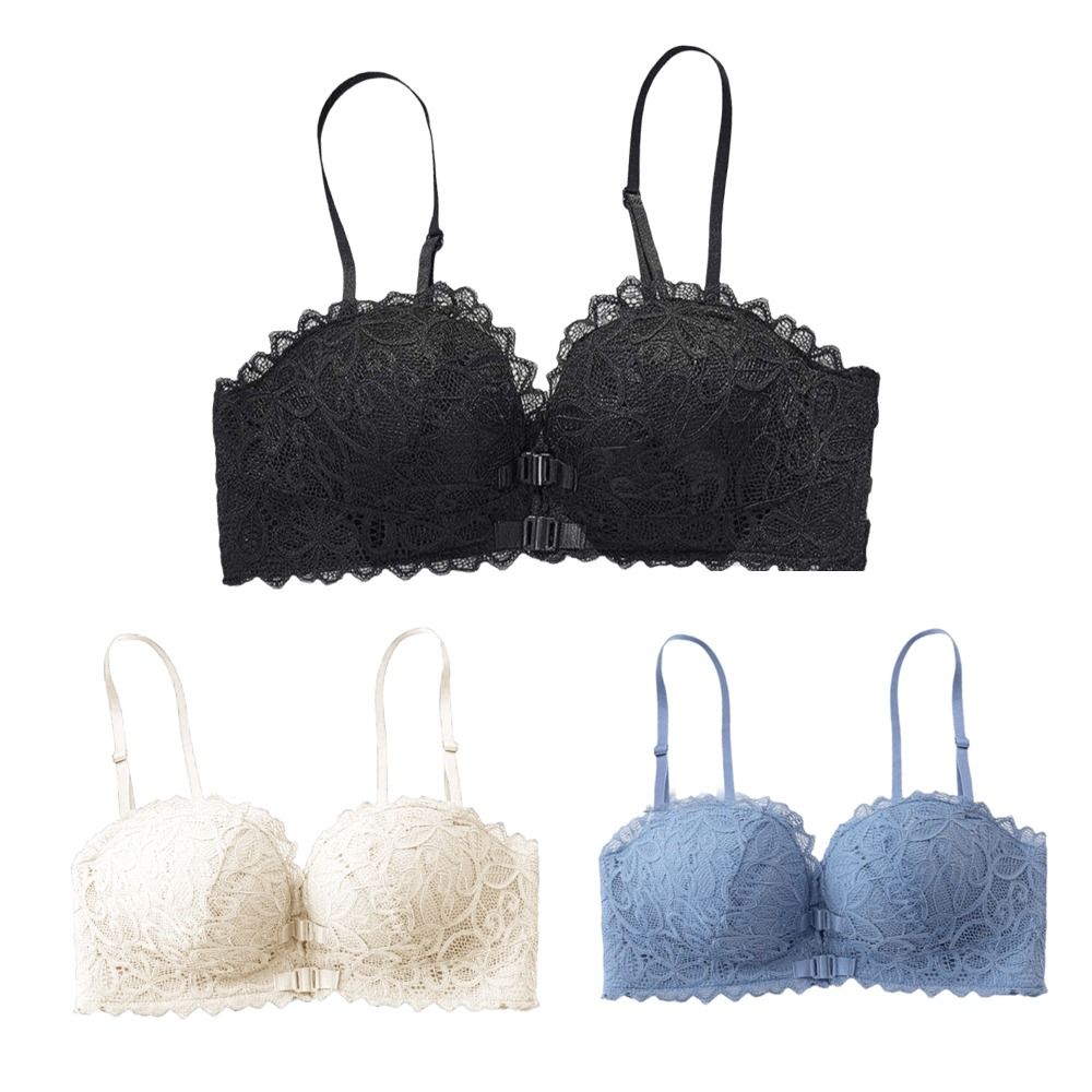 快適なディープVフロントボタンブラ、プッシュアップ下着、ワイ - Wirefree Bra Comfort のレビューと価格