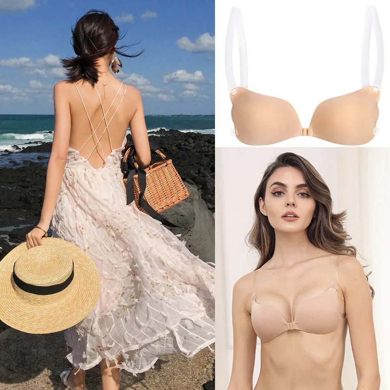 女性のための目に見えないシリコンブラ,乳首カバー,再利用可能 - Backless Bra Sticky のレビューと価格