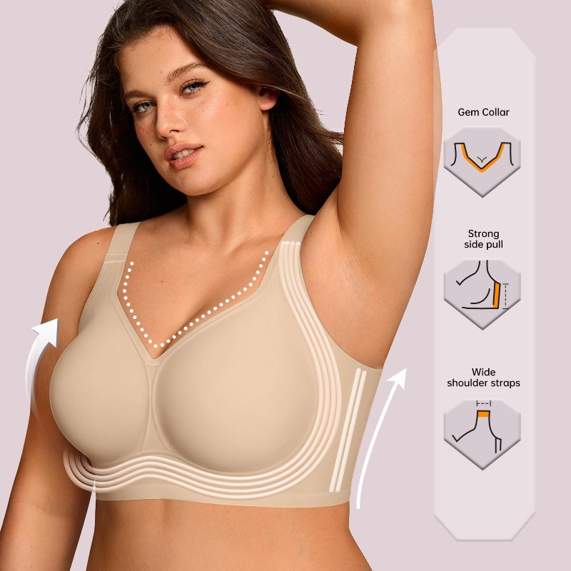 プラスサイズ ワイヤレス ジェリーブラ レディース サポート - Full Coverage Bra のレビューと価格