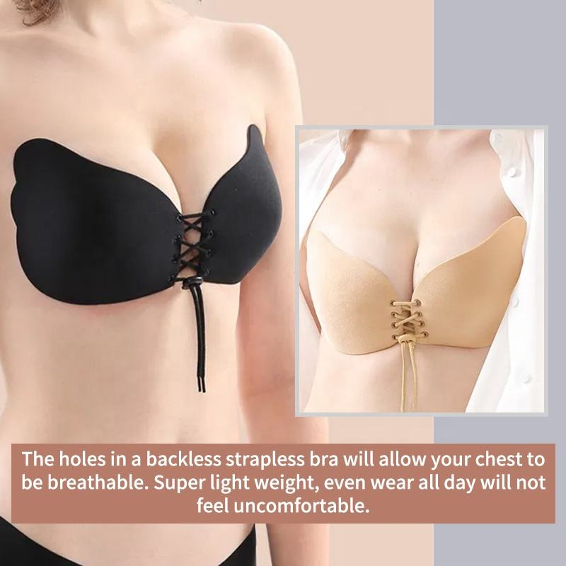 翼型のドローストリング付きヌードバックレスストラップレス粘着 - Strapless Bra Adhesive のレビューと価格