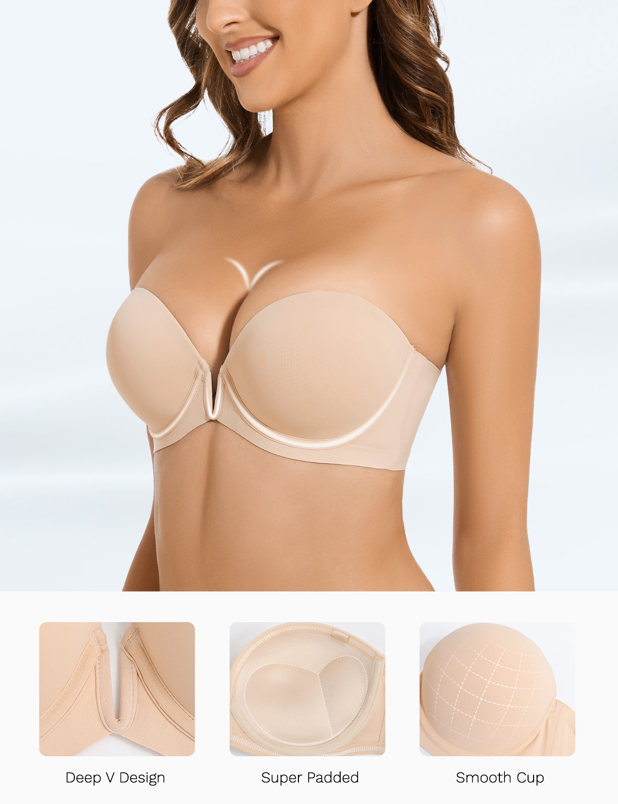 新しいブラジャープッシュアップアンダーワイヤー超パッド入りプ - Convertible Bra Multiway のレビューと価格