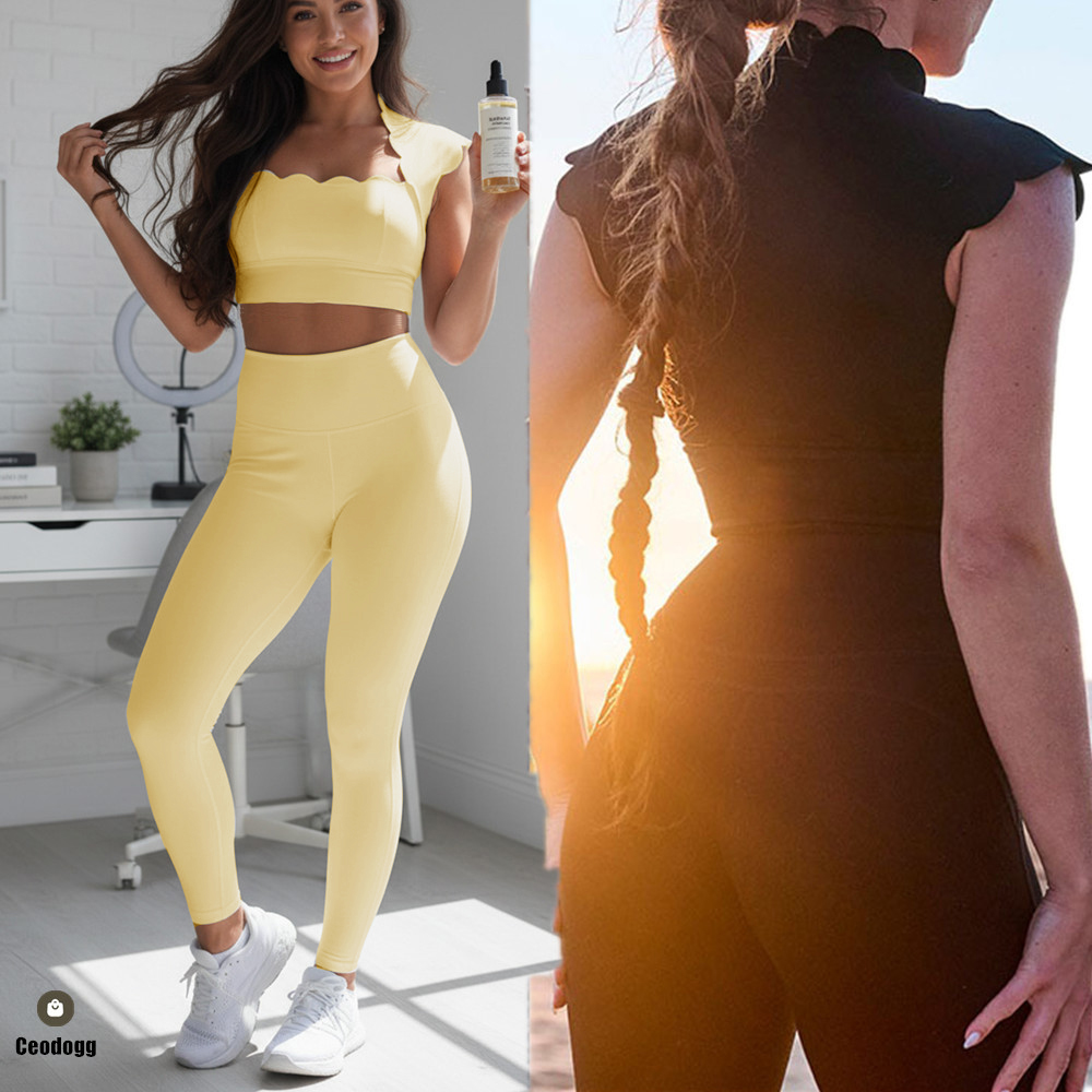 パッド入りウェーブデザインレディーススポーツベストヨガブラタ - Sports Bra Racerback のレビューと価格