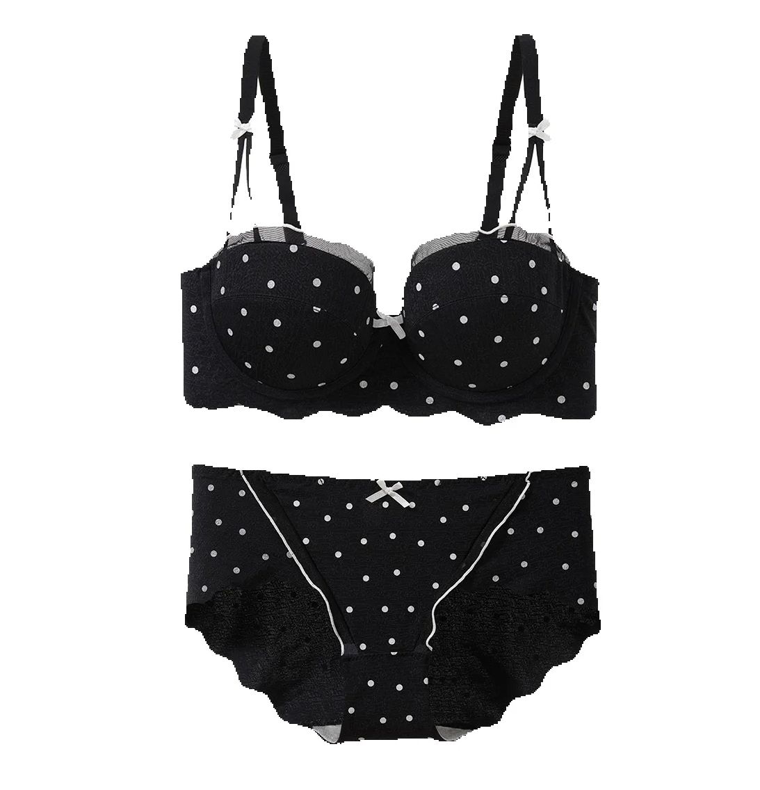 レースポルカドットブラジャー2点セット、小バストギャザー、垂 - Cotton Bra Everyday のレビューと価格