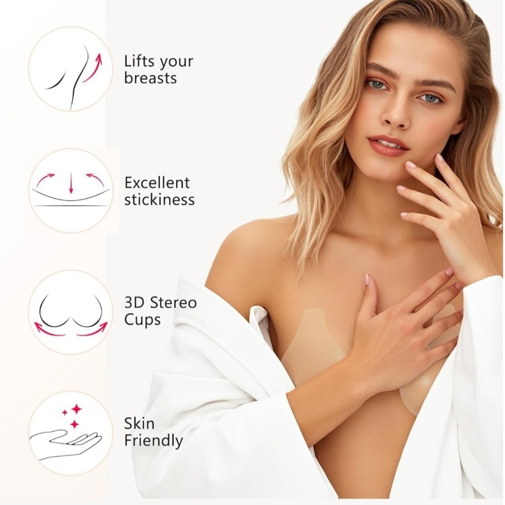 シームレスシリコンニップルカバー 再利用可能なスプーン型見え - Push Up Bra Silicone のレビューと価格