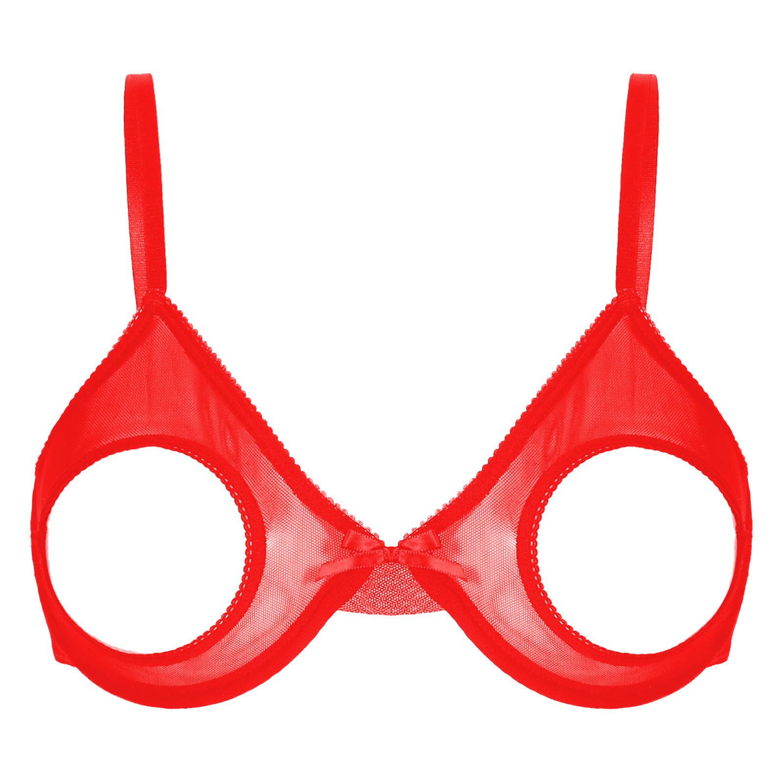 女性用レースアンダーワイヤー入りプッシュアップシェルフブラ  - Demi Bra Balconette のレビューと価格